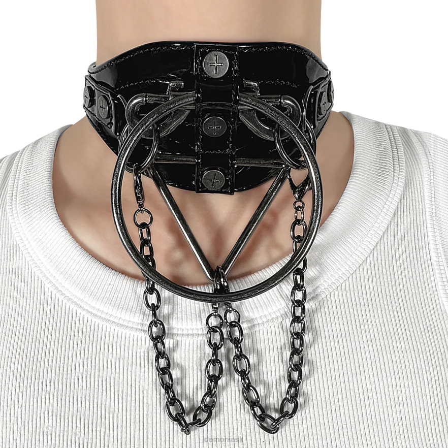 čierna Demonia kožený choker démonie P8081089